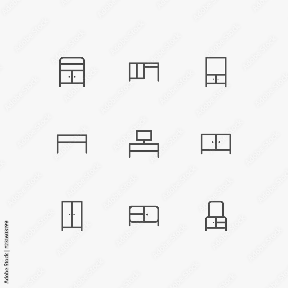Furniture icon set design vector Furniture icon set design vector