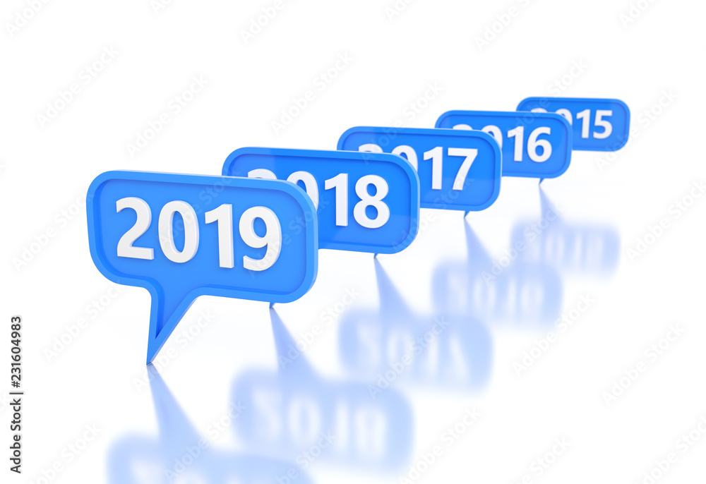 New Year 2019 Creative Design Concept - 3D Rendered Image New Year 2019 Creative Design Concept - 3D Rendered Image