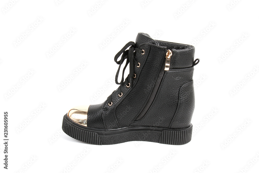 Women's leather demi-season shoes isolated on white background Women's leather demi-season shoes isolated on white background