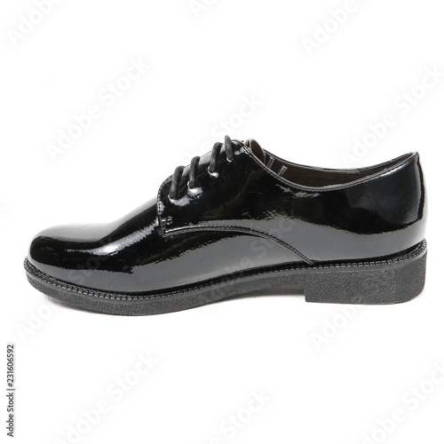 Women's leather demi-season shoes isolated on white background