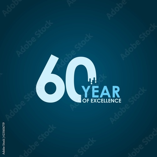60 Year of Excellence Vector Template Design Illustration