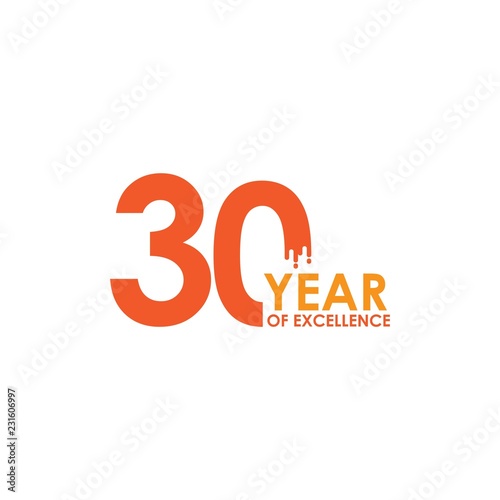 30 Year of Excellence Vector Template Design Illustration
