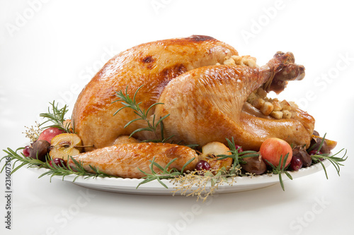 Roasted Turkey with Grab Apples over white
