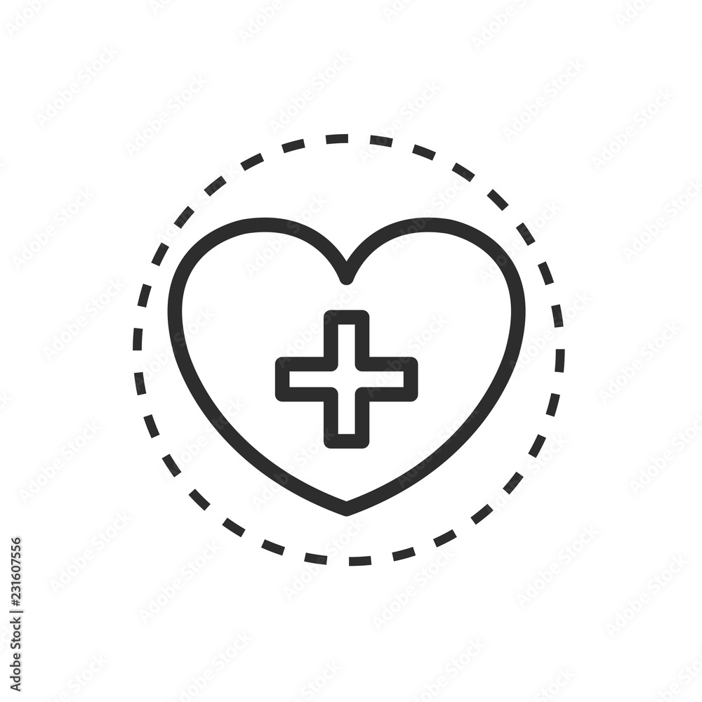 Obraz premium Trendy Medical Symbol. Heart in circle vector illustration.