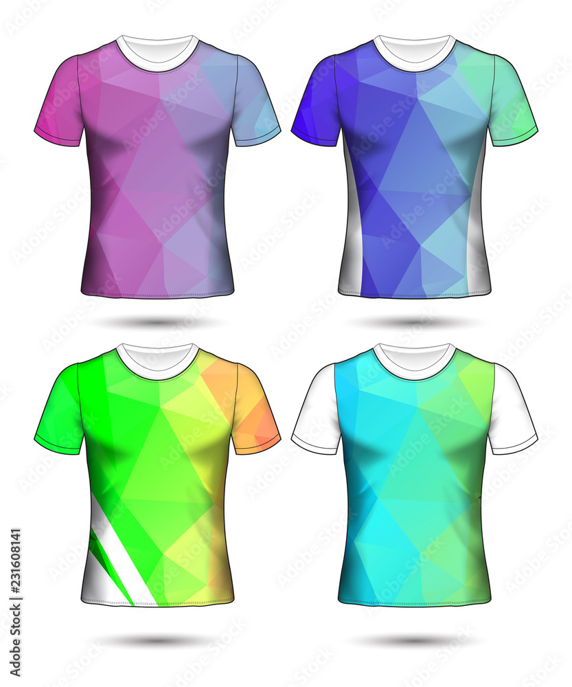 t-shirt templates abstract geometric collection of different colors polygonal mosaic t-shirt templates abstract geometric collection of different colors polygonal mosaic