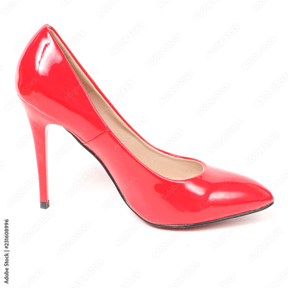 Women's leather platform shoes isolated on white background Women's leather platform shoes isolated on white background