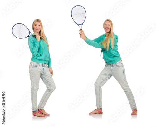 Tennis player isolated on white © Elnur