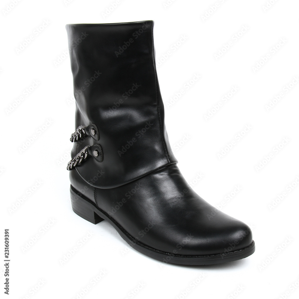 Women's demi-season high boots isolated on white background Women's demi-season high boots isolated on white background