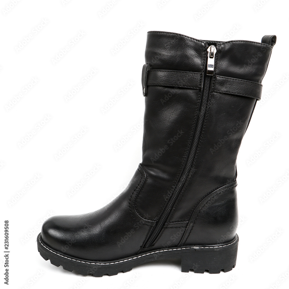 Women's demi-season high boots isolated on white background Women's demi-season high boots isolated on white background