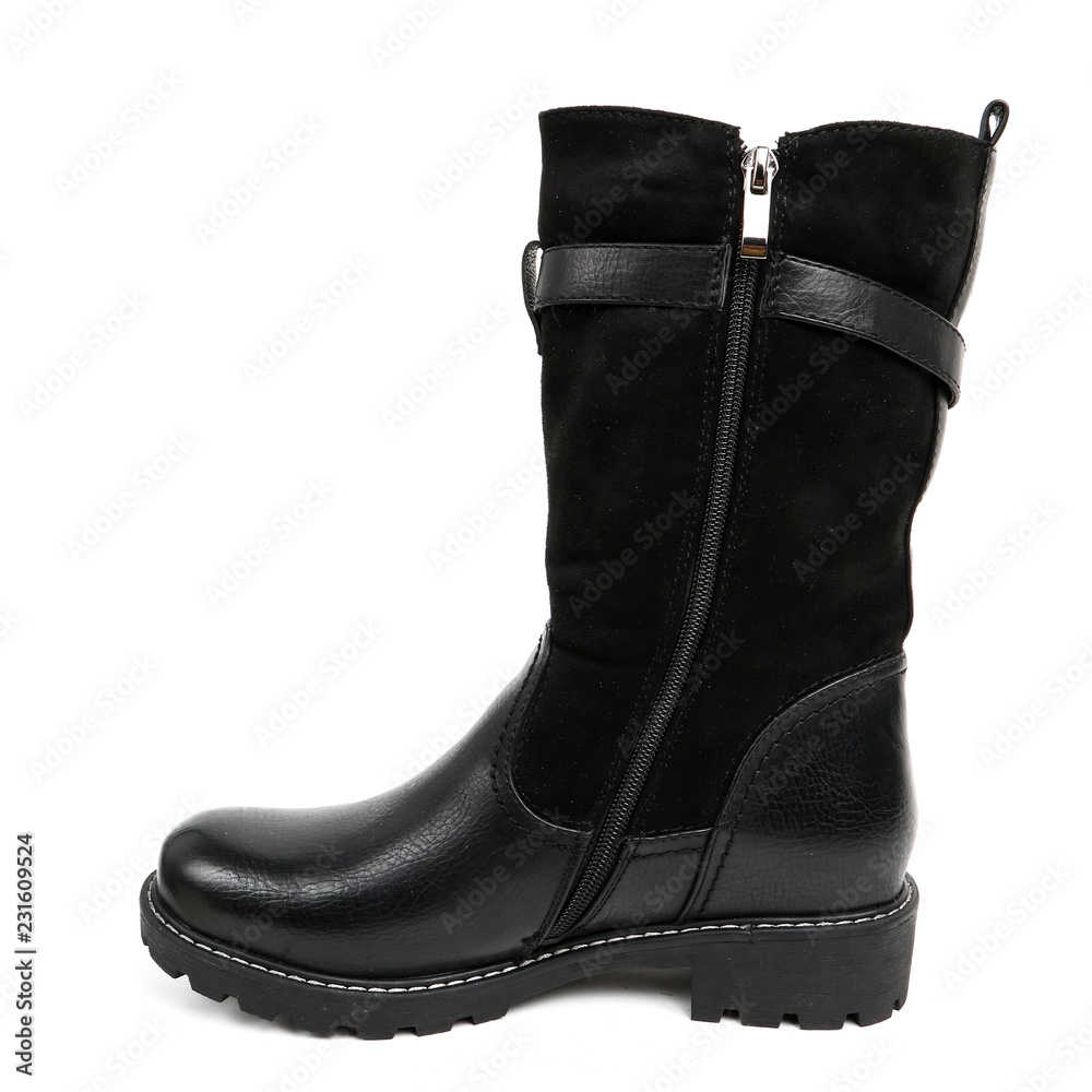 Women's demi-season high boots isolated on white background Women's demi-season high boots isolated on white background