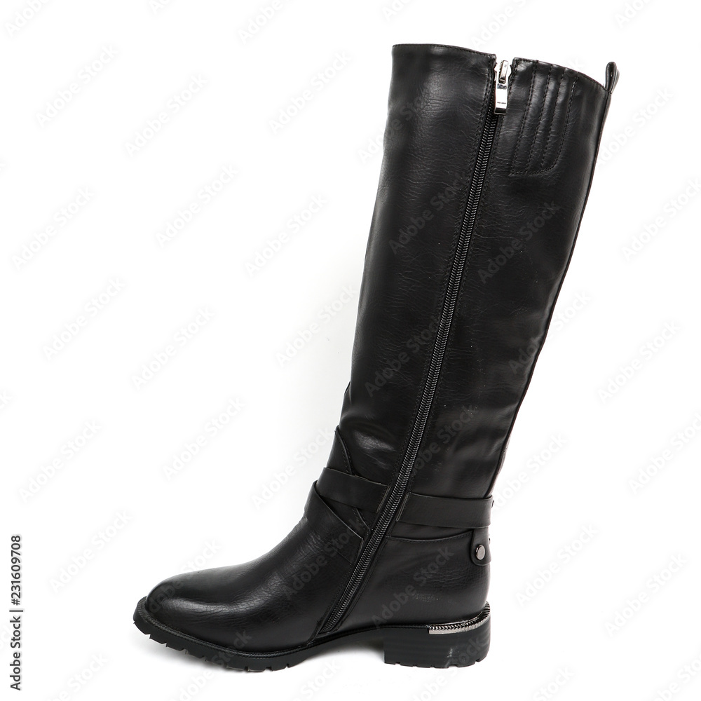 Women's demi-season high boots isolated on white background Women's demi-season high boots isolated on white background