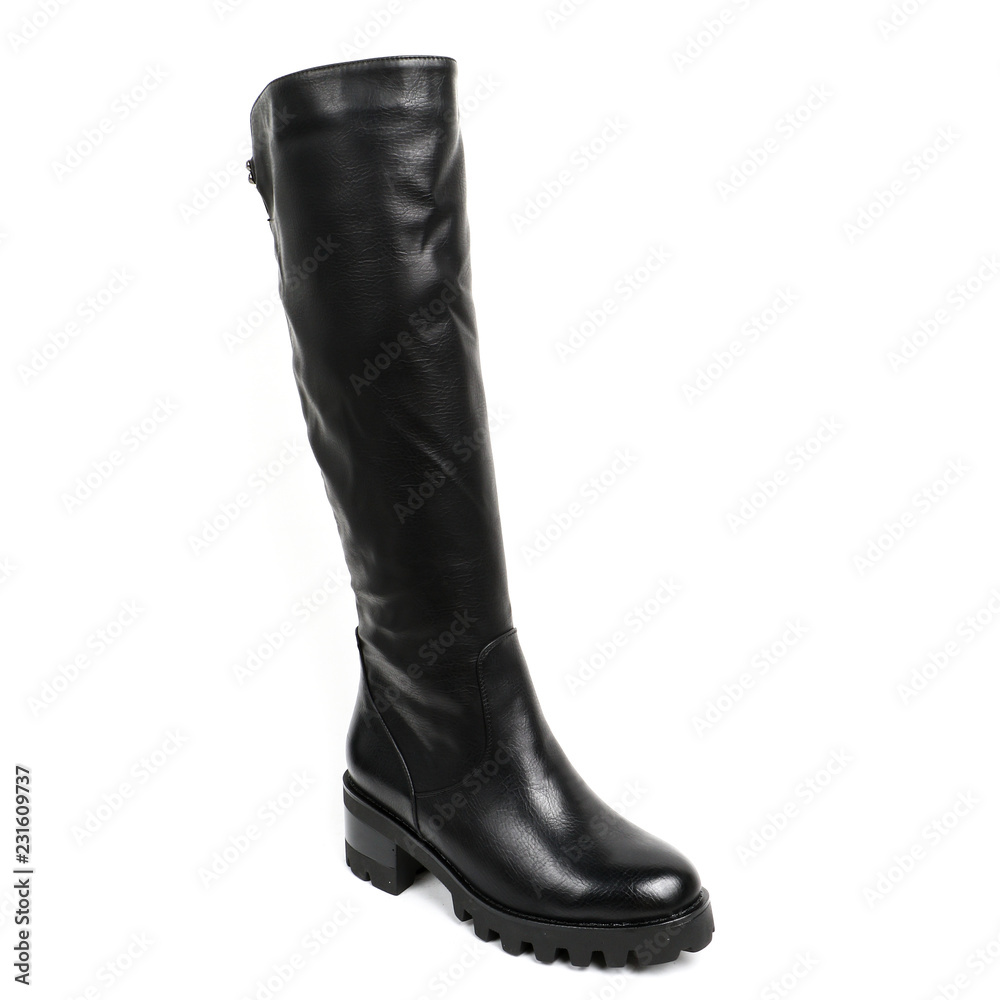 Women's demi-season high boots isolated on white background