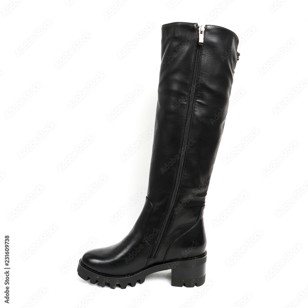 Women's demi-season high boots isolated on white background Women's demi-season high boots isolated on white background