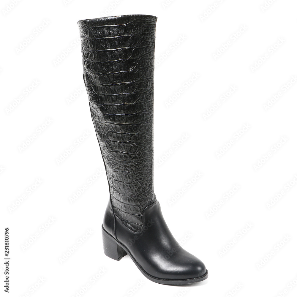 Women's demi-season high boots isolated on white background Women's demi-season high boots isolated on white background