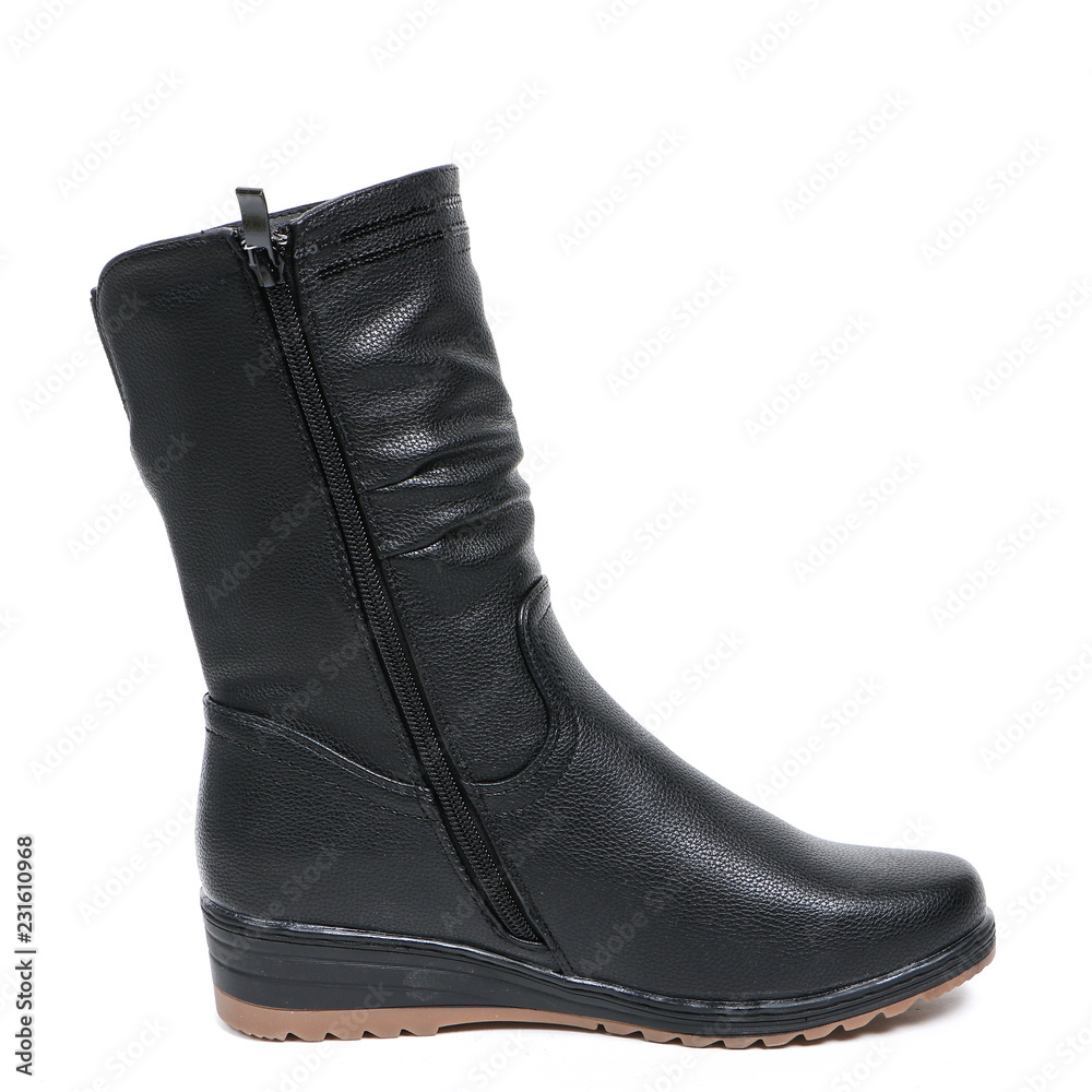 Women's demi-season high boots isolated on white background Women's demi-season high boots isolated on white background