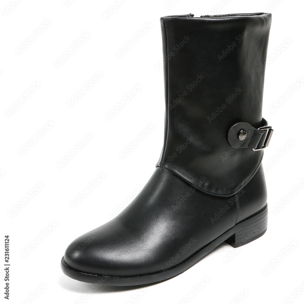 Women's demi-season high boots isolated on white background Women's demi-season high boots isolated on white background