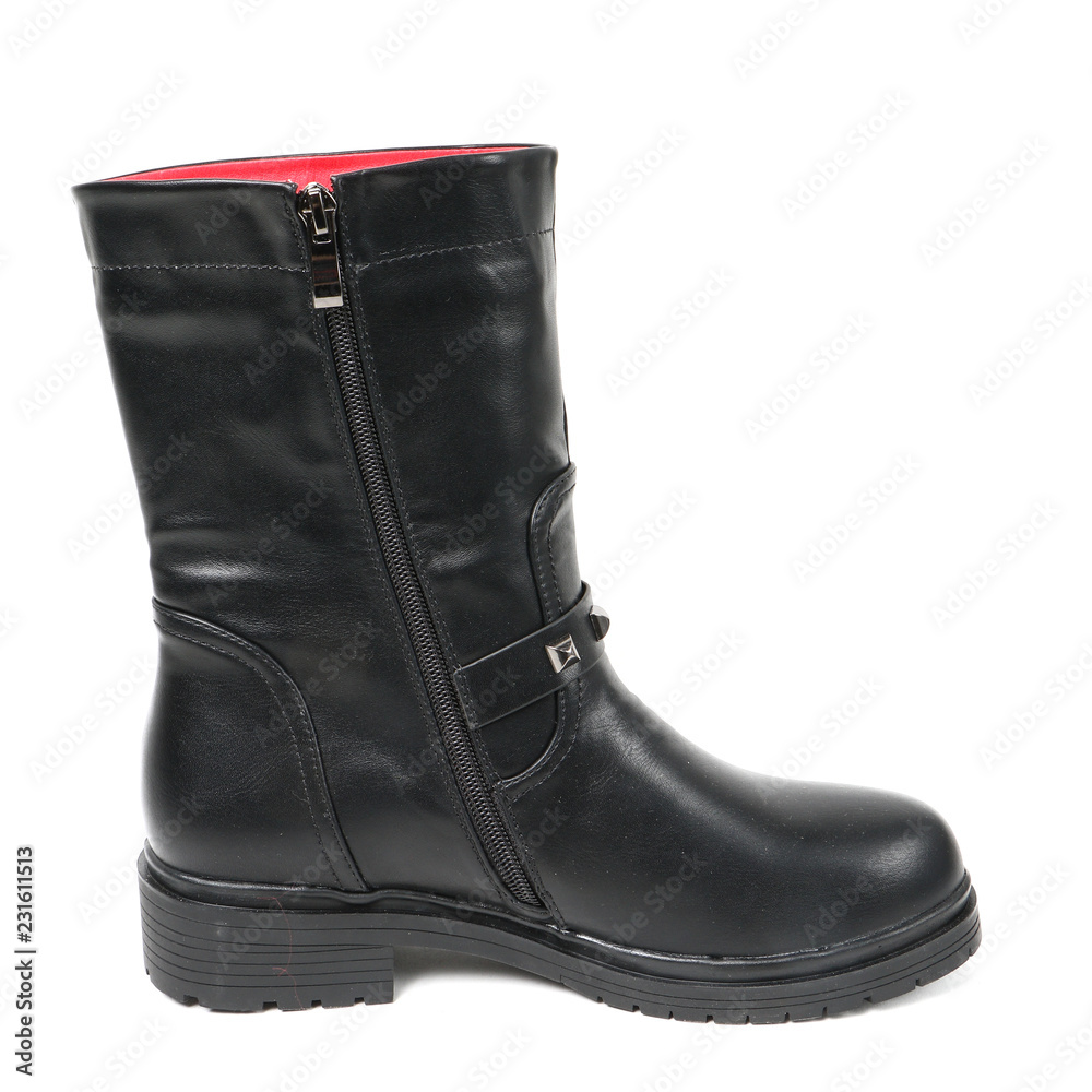 Women's demi-season high boots isolated on white background Women's demi-season high boots isolated on white background