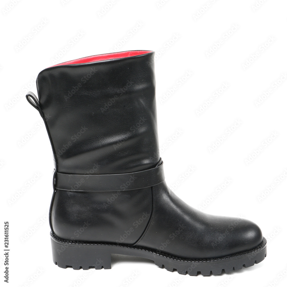 Women's demi-season high boots isolated on white background