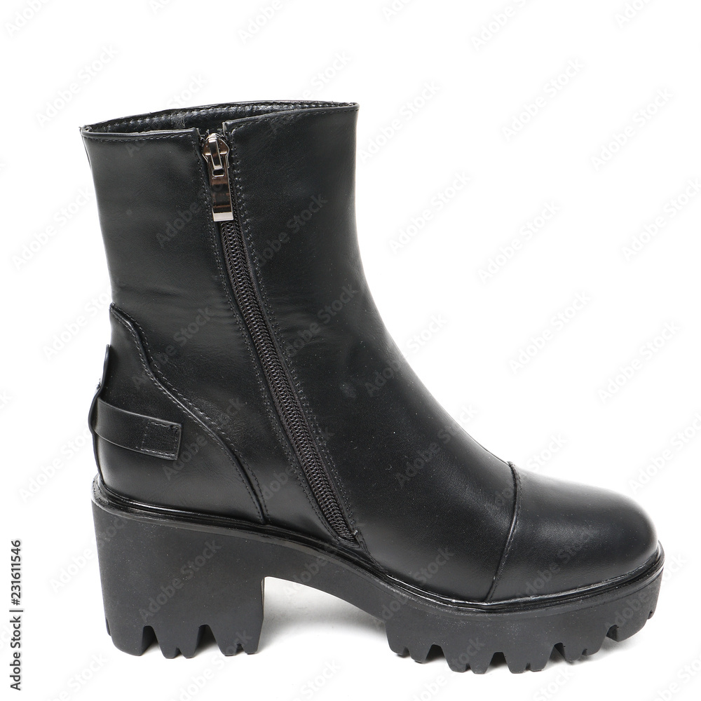 Women's demi-season high boots isolated on white background Women's demi-season high boots isolated on white background