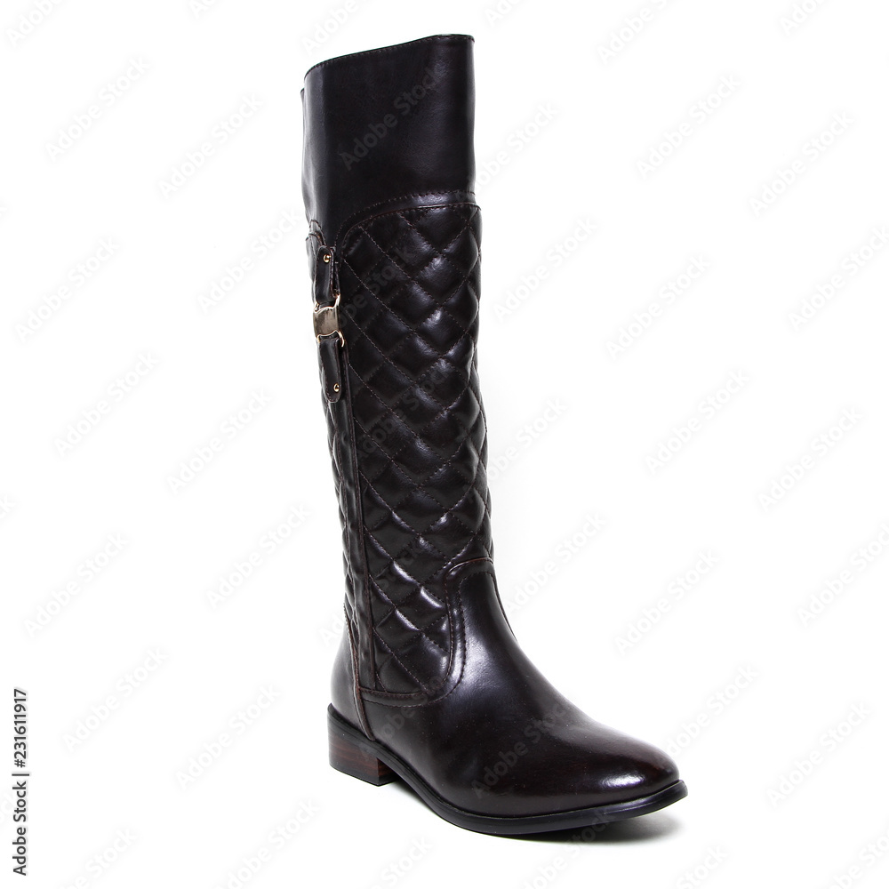 Women's demi-season high boots isolated on white background Women's demi-season high boots isolated on white background