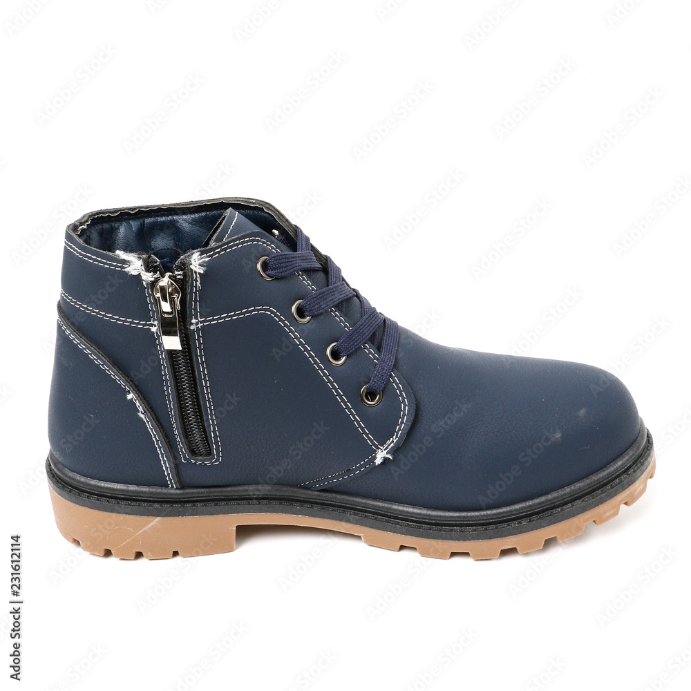 Man's demi-season leather shoes isolated on wthite.