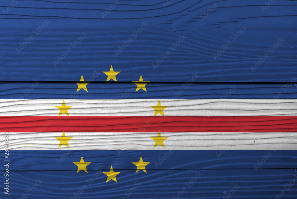 Flag of Cape Verde on wooden wall background. Grunge Cape Verde flag ...
