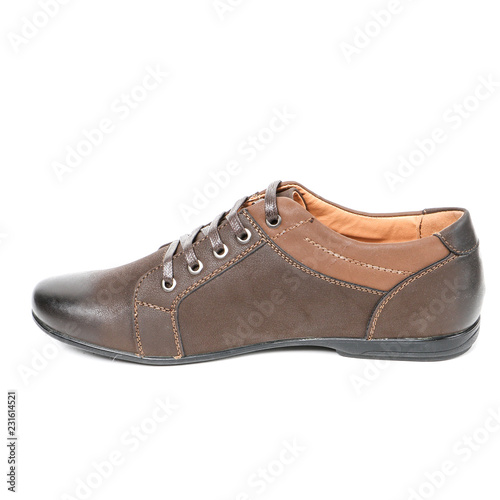 Stylish causal man shoe on white background.