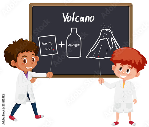 Student volcano science experiment