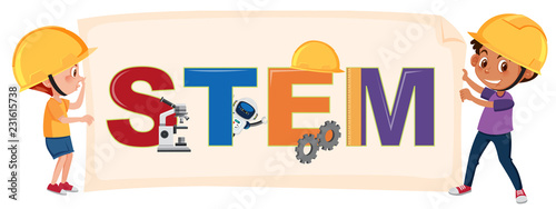 Boys holding STEM logo