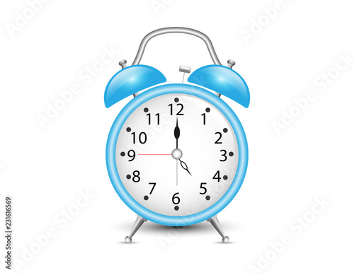 Vector of blue alarm clock on white background