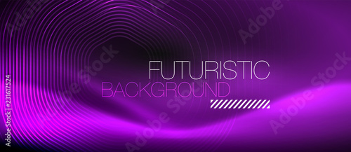Neon glowing lines, magic energy space light concept, abstract background wallpaper design