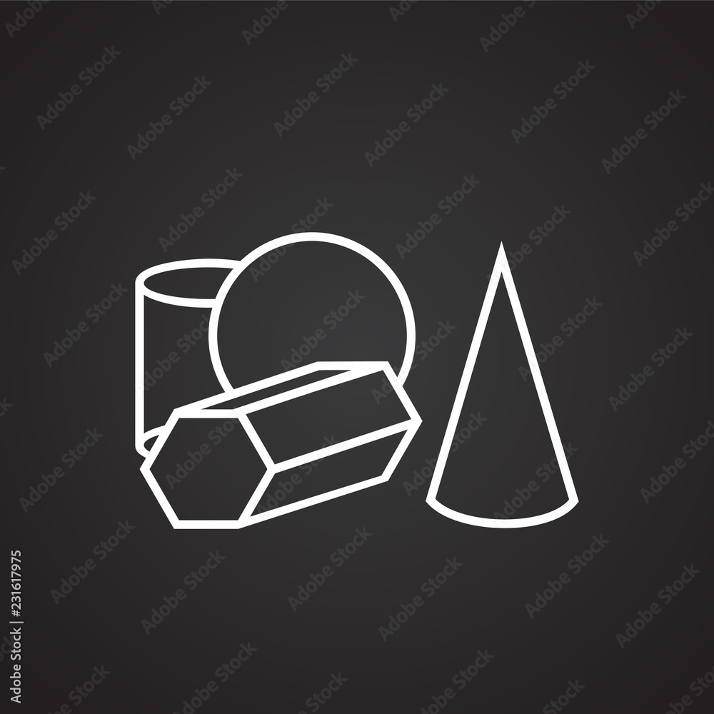 Geometry science thin line on black background icon Geometry science thin line on black background icon