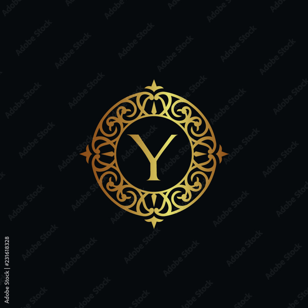 Vintage old style logo icon golden. Royal hotel, Premium boutique, Fashion logo, restaurant logo, VIP logo. Letter Y logo, Premium quality logo.