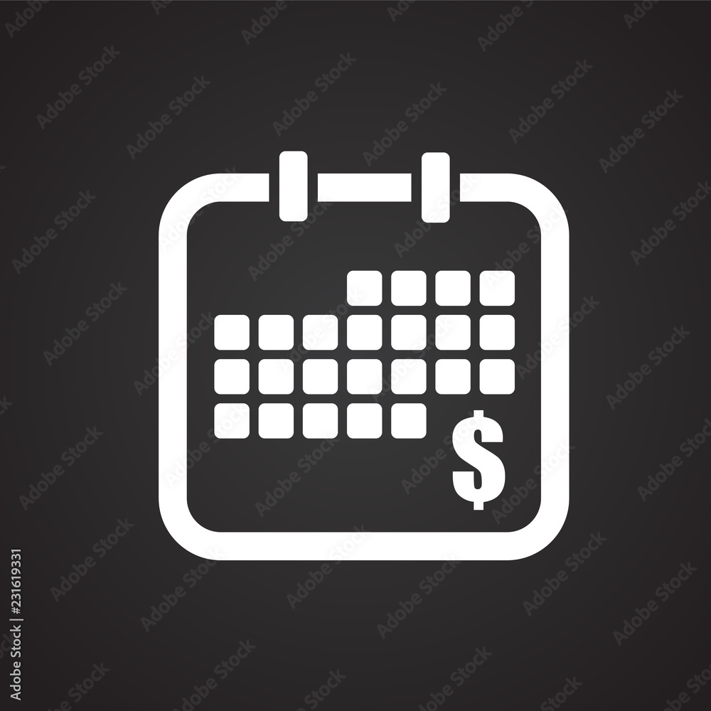 Calendar on black background icon Calendar on black background icon