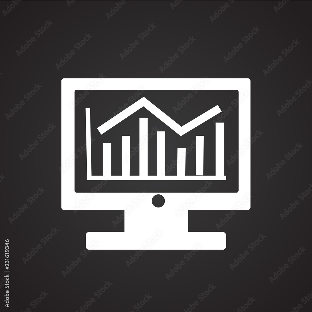 Screen with statistics on black background icon