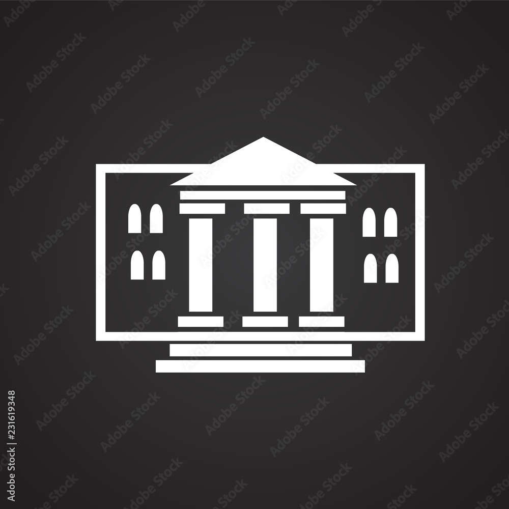 Fototapeta premium Bank building on black background icon