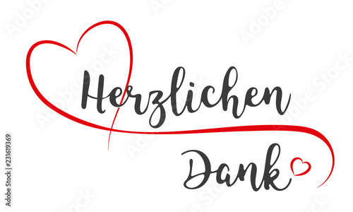 Herzlichen Dank Schriftzug mit Herzen