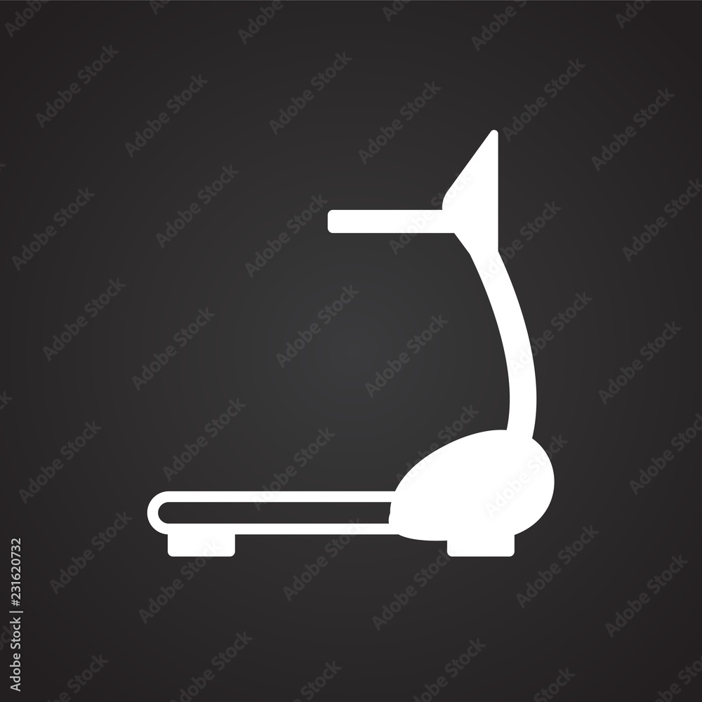 Treadmill on black background icon Treadmill on black background icon