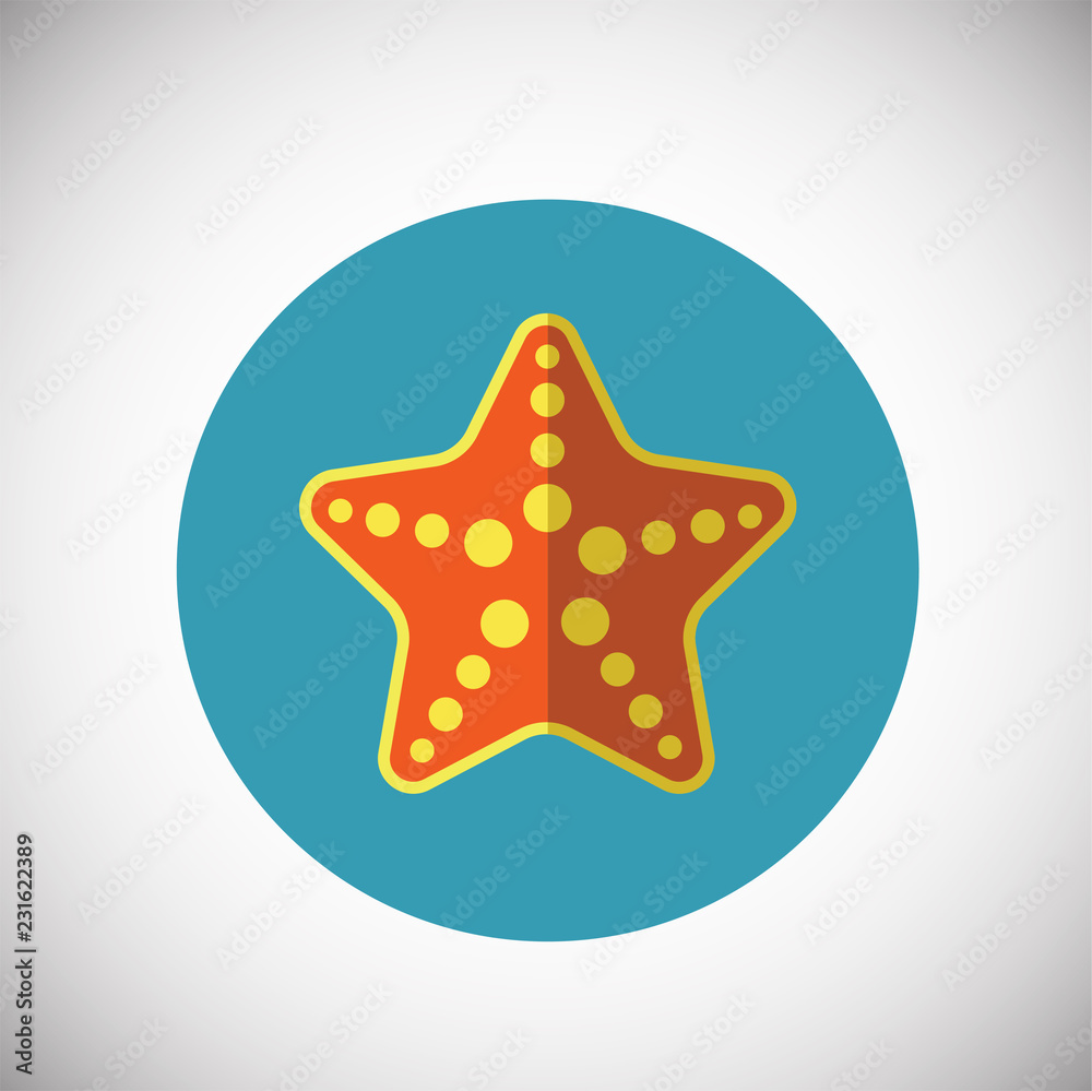 Sea star on flat background icon Sea star on flat background icon