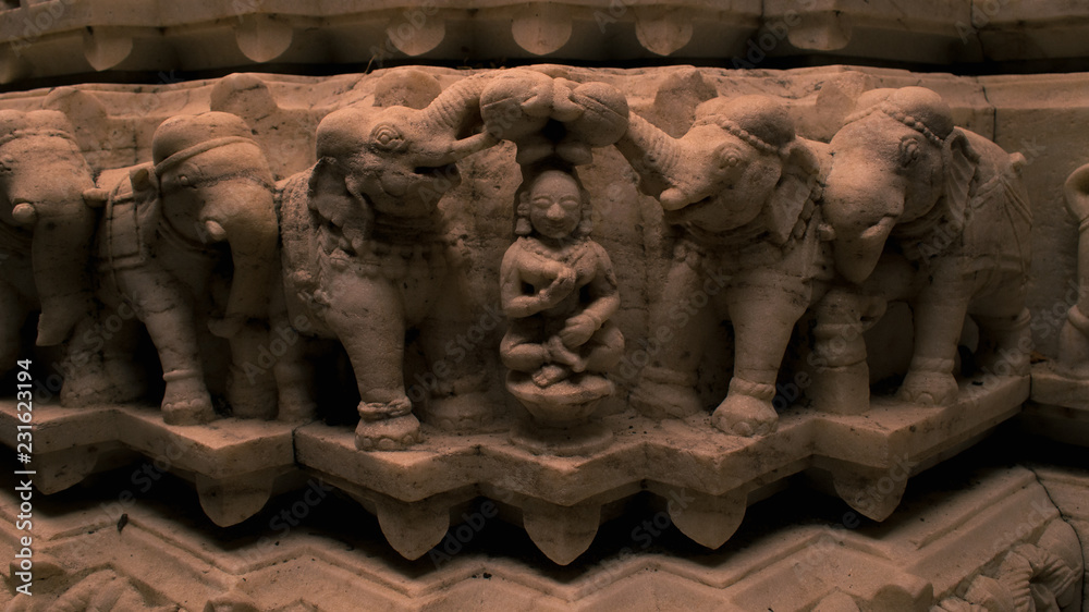 Ancient temple wall carvings in India