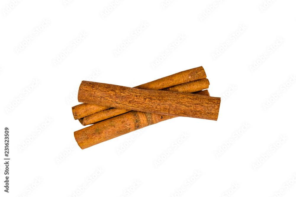Brown cinnamon sticks isolated on a white background Brown cinnamon sticks isolated on a white background