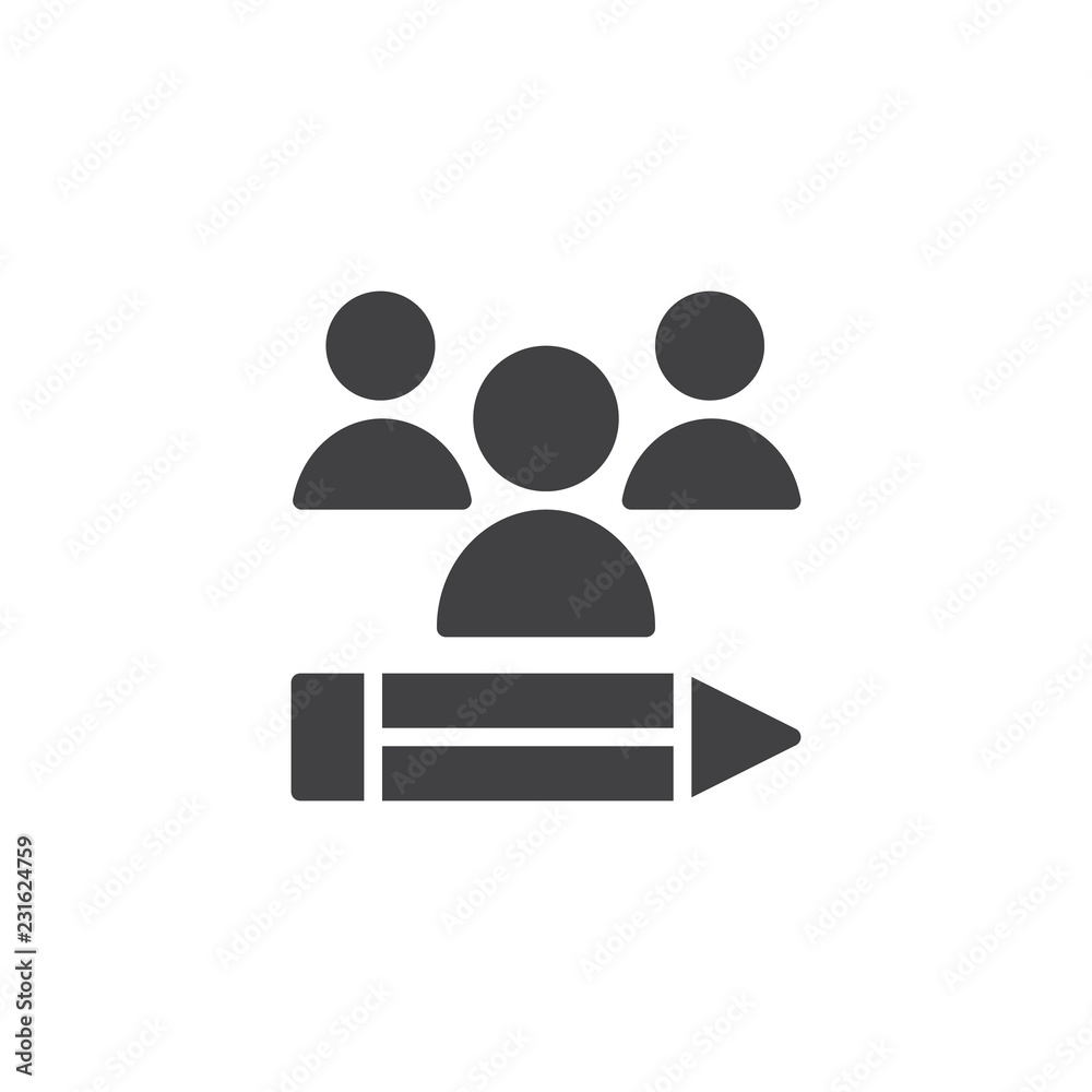 People and pen vector icon. filled flat sign for mobile concept and web design. Copywriting simple solid icon. Symbol, logo illustration. Pixel perfect vector graphics People and pen vector icon. filled flat sign for mobile concept and web design. Copywriting simple solid icon. Symbol, logo illustration. Pixel perfect vector graphics