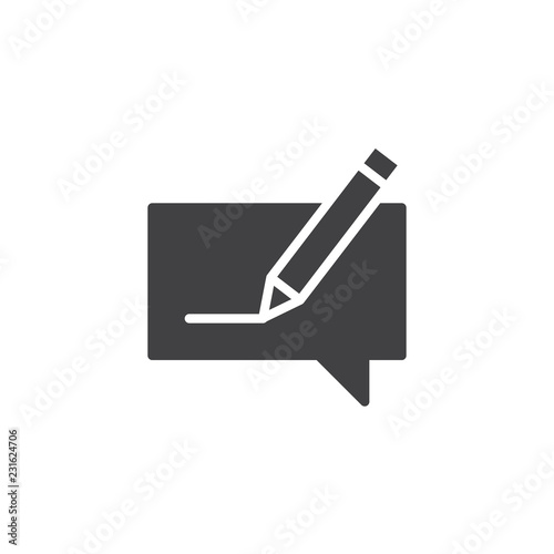 Free Download Comment writing vector icon. filled flat sign for mobile concept and web design. Speech bubble and pen simple solid icon. Edit message symbol, logo illustration. Pixel perfect vector graphics - GFXLoad