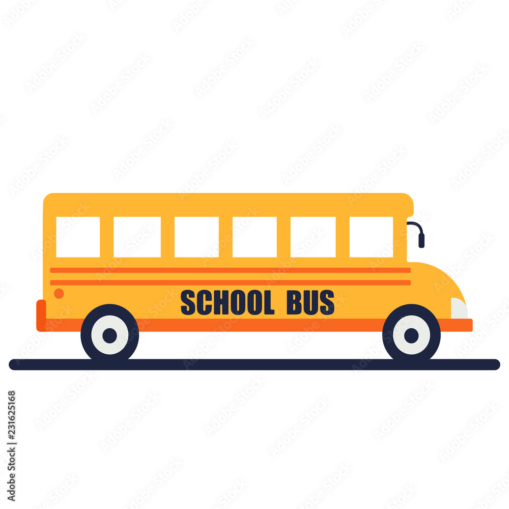 Illustration of school kids riding yellow schoolbus transportation education