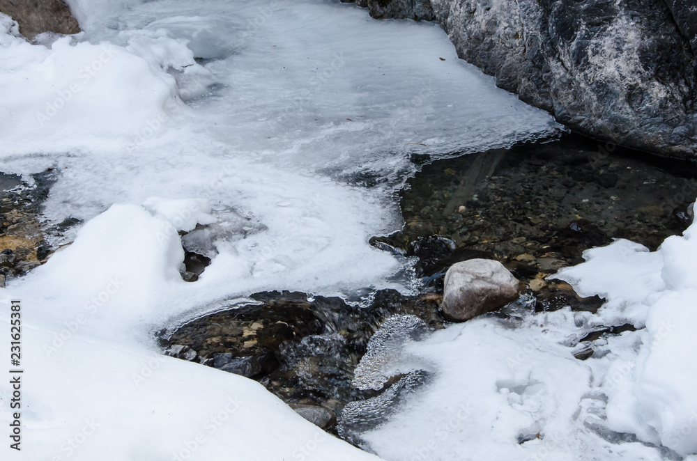 Stream Covered with Melting Snow