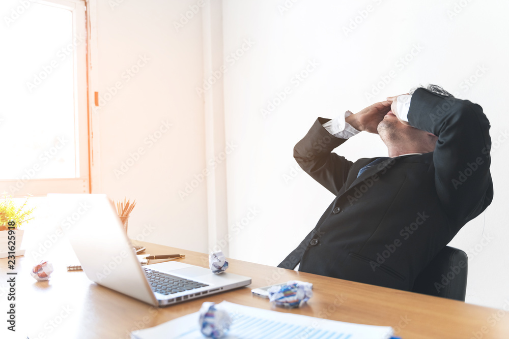 stressed business man in the office stressed business man in the office