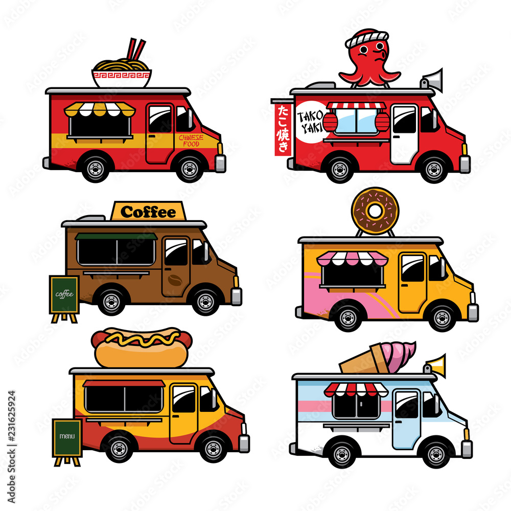 food truck cartoon in set Stock Vector | Adobe Stock food truck cartoon in set Stock Vector | Adobe Stock
