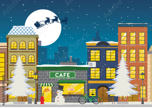 shopping street at winter and christmas