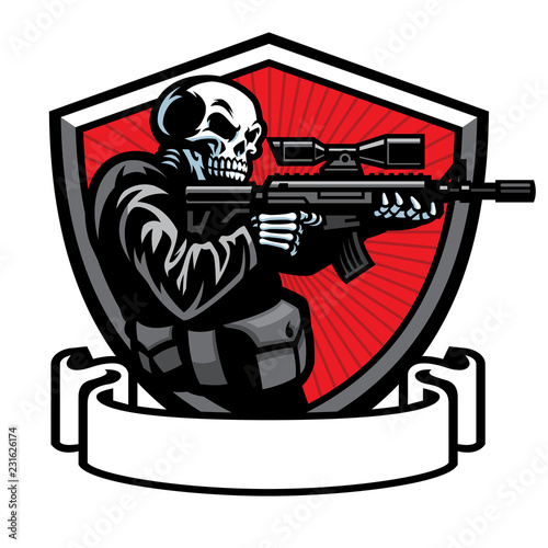 skull soldier shooting the assault rifle