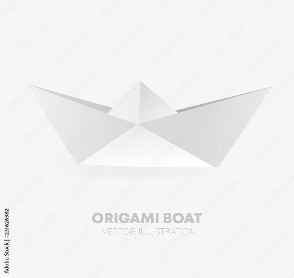 Vector white paper boat.